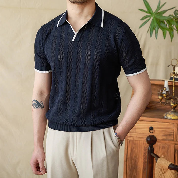 Polo Tricoté à Manches Courtes