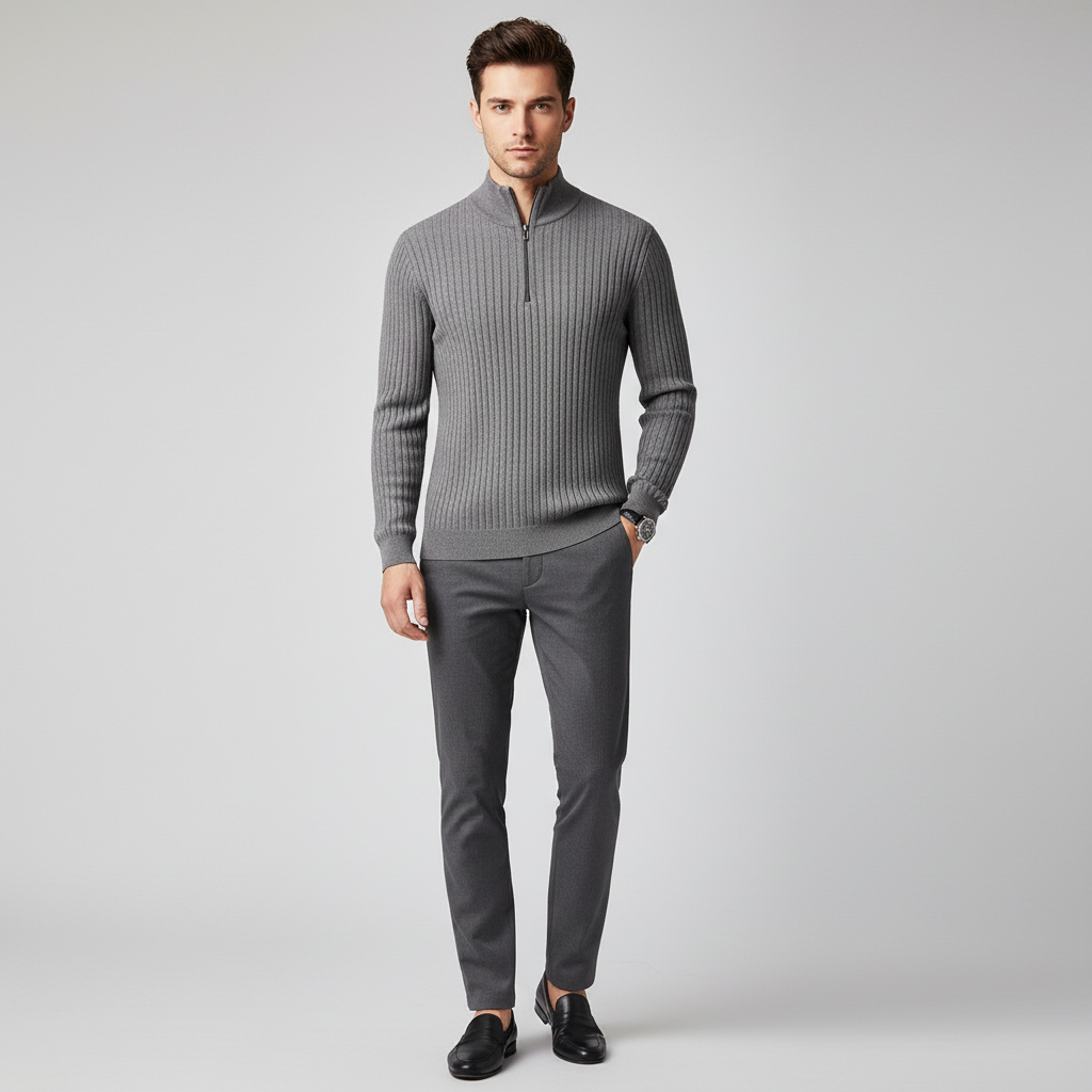 Pull à Rayures Zippé
