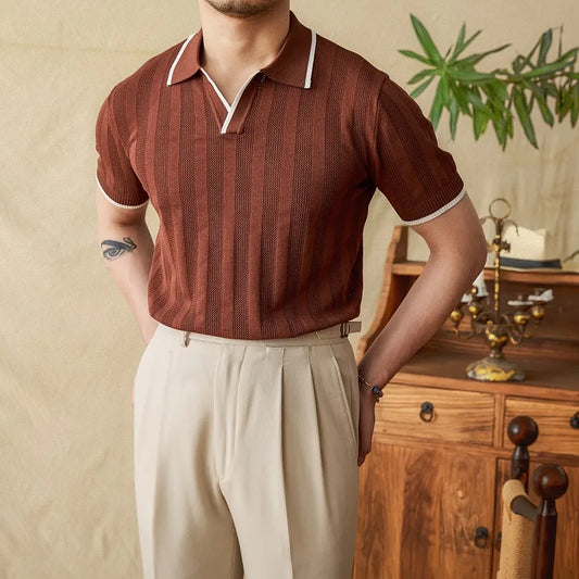 Polo Tricoté à Manches Courtes