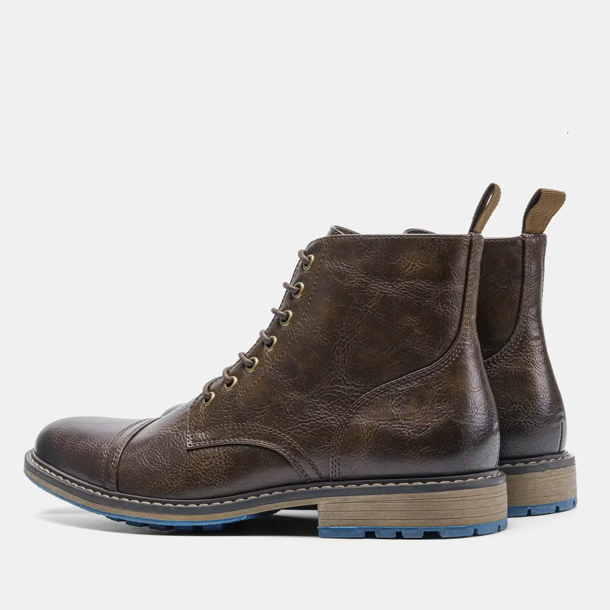 Bottes en Cuir à Semelles Bleues