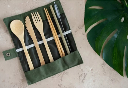 Set de couverts de voyage en bambou