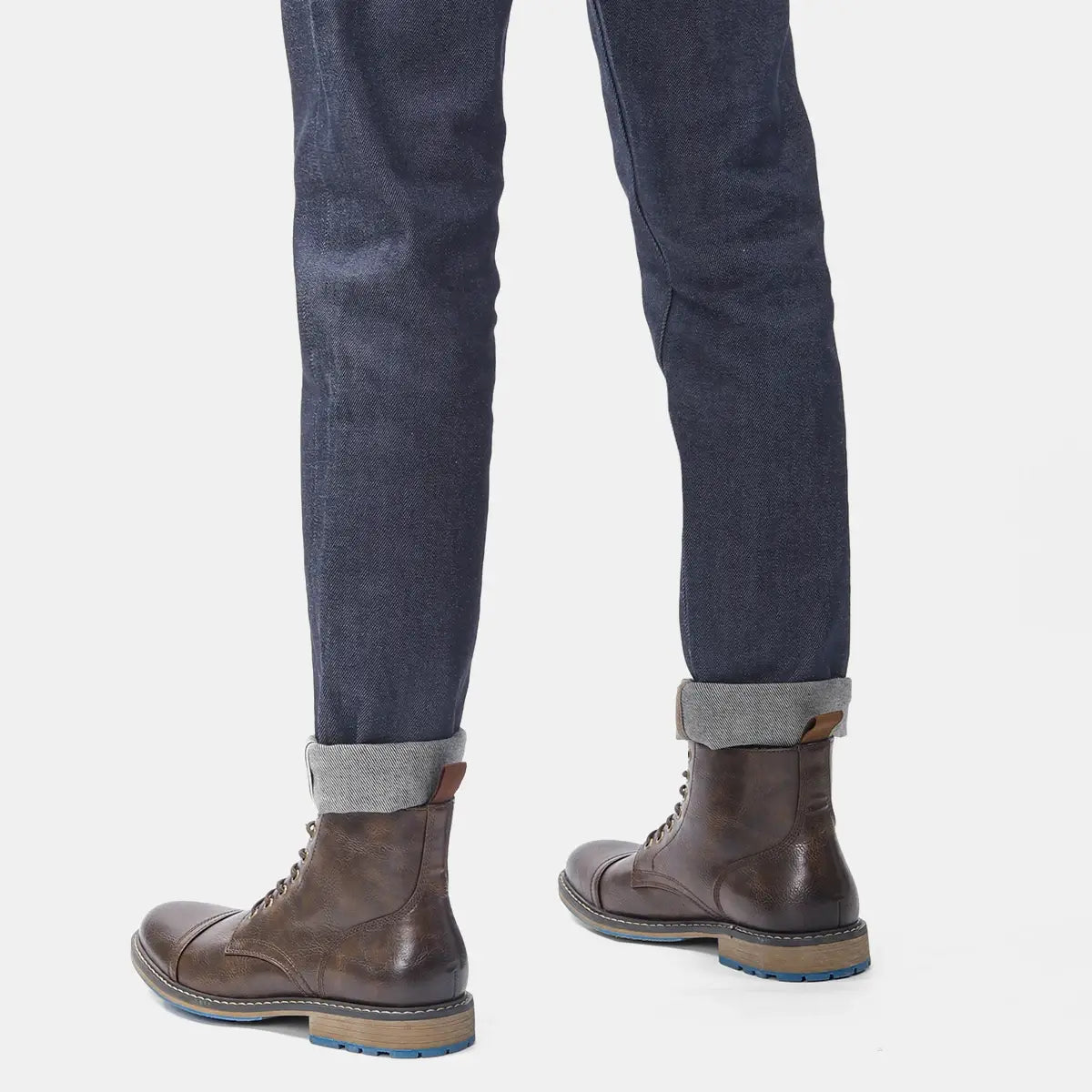 Bottes en Cuir à Semelles Bleues