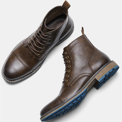 Bottes en Cuir à Semelles Bleues