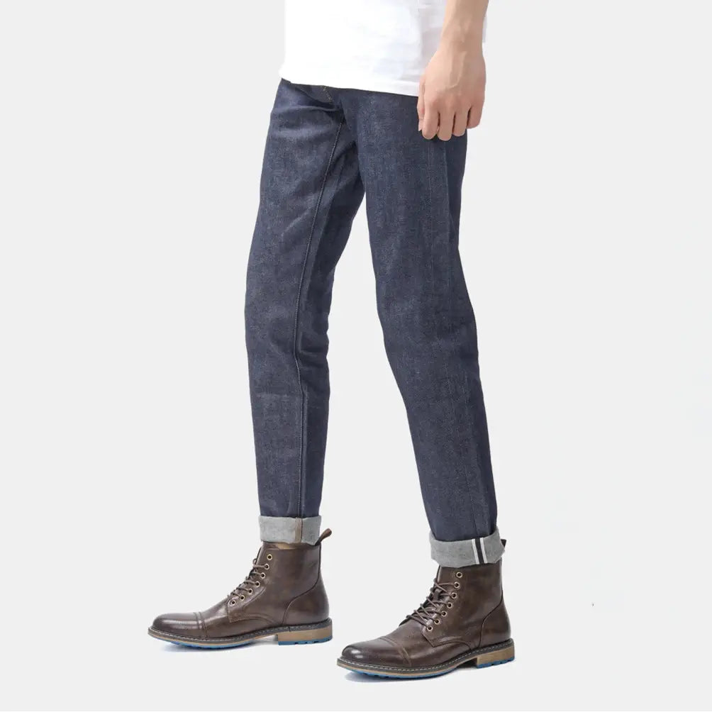 Bottes en Cuir à Semelles Bleues