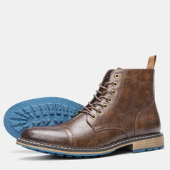 Bottes en Cuir à Semelles Bleues