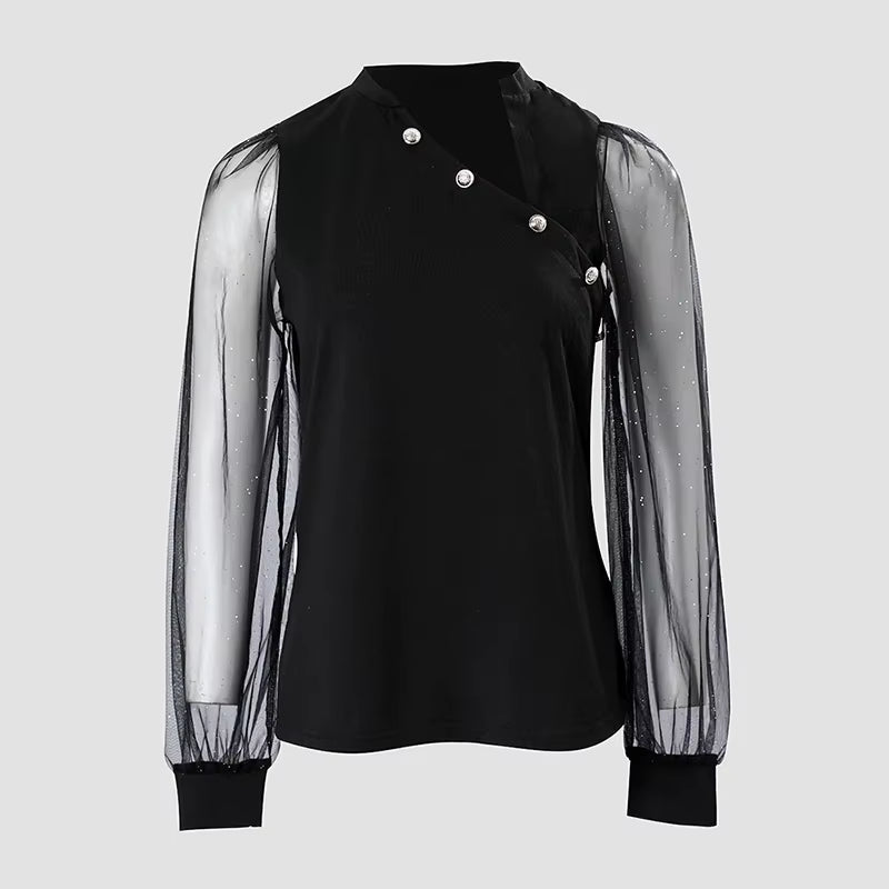 LÉNA - Haut chic à manches transparentes