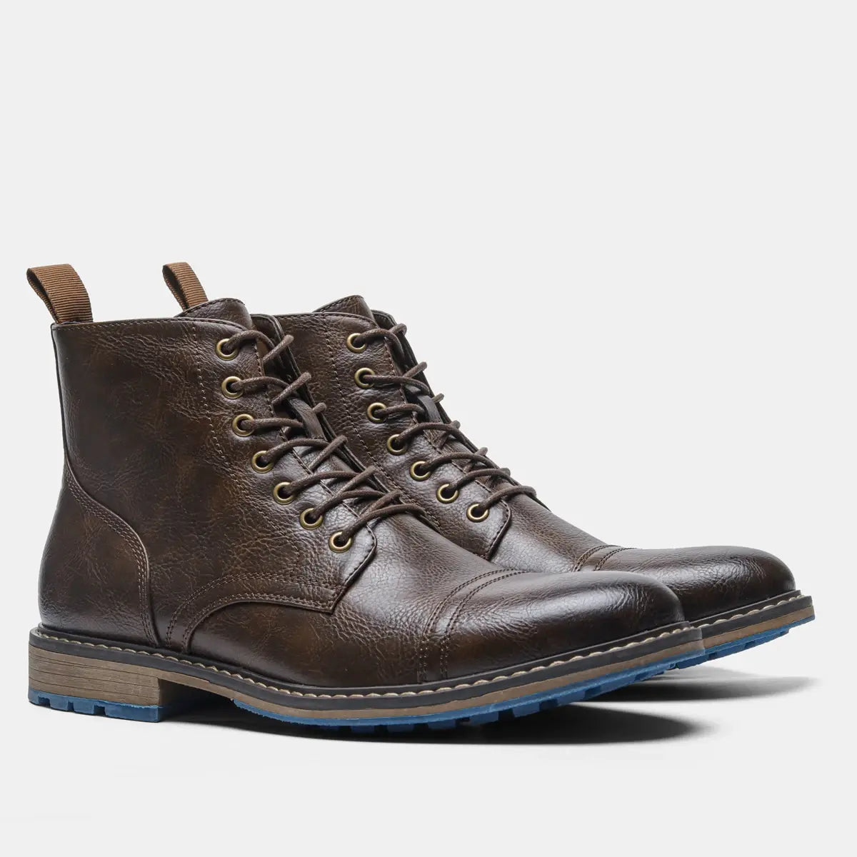 Bottes en Cuir à Semelles Bleues